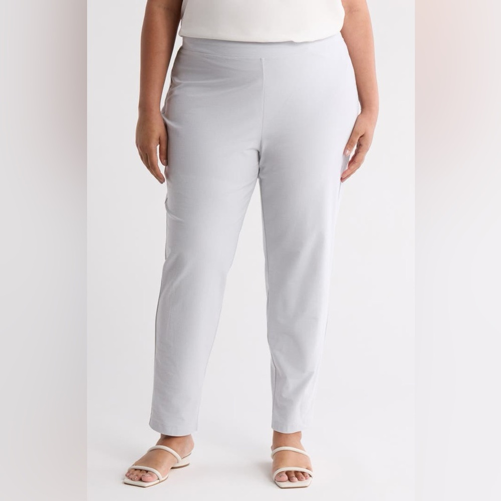 Eileen Fisher Slim Straight Slightly Wide Leg Pants Viscose White Size Large
